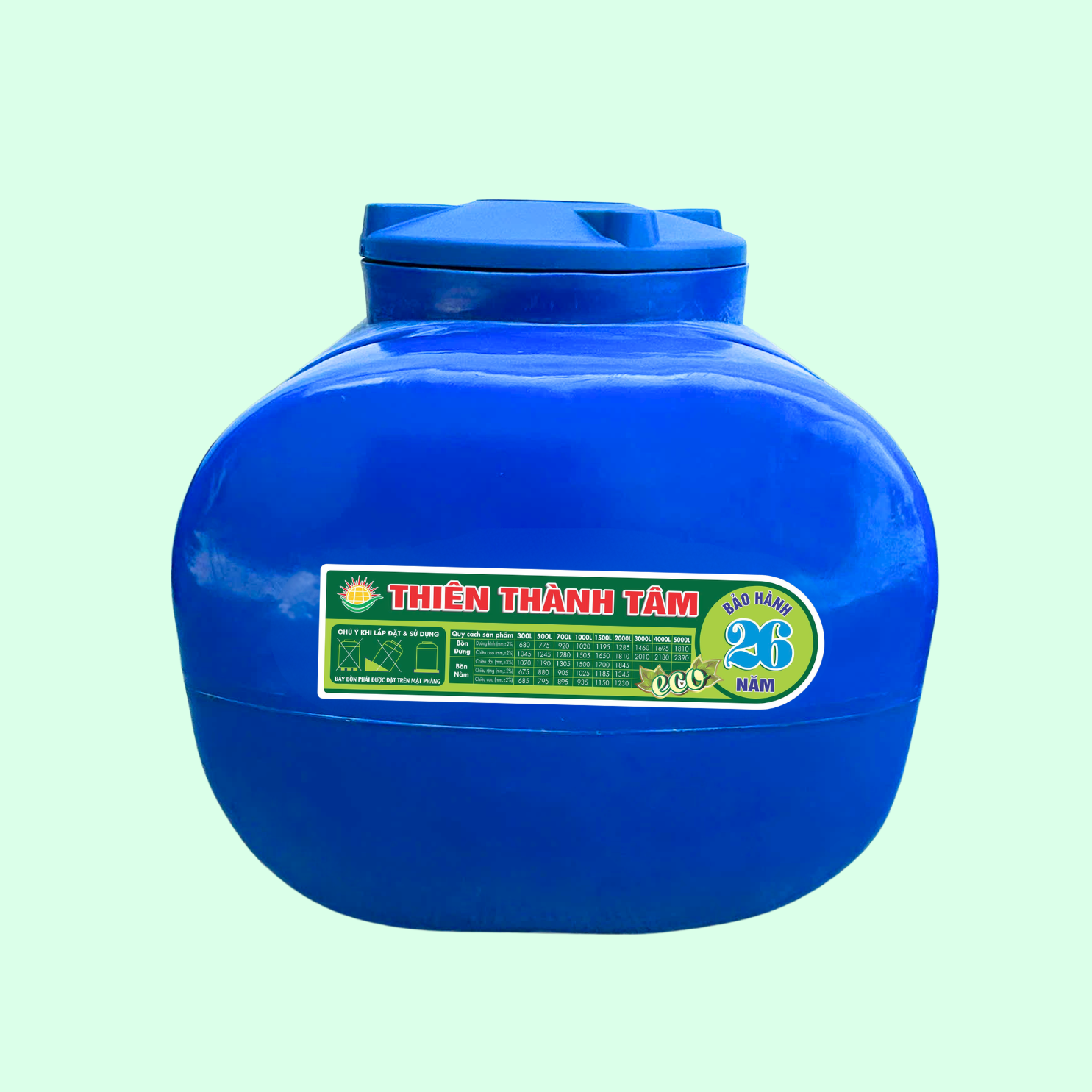 Bồn nhựa 300L ngang 640 x 940mm
